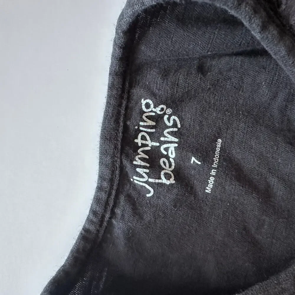 Jumping Beans Black Eyelet Cap Sleeve Tee - Size 7